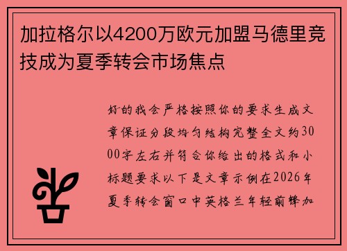 加拉格尔以4200万欧元加盟马德里竞技成为夏季转会市场焦点 加拉格尔以4200万欧元加盟马德里竞技成为夏季转会市场焦点