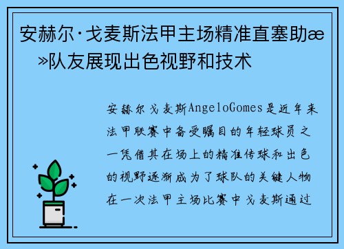 安赫尔·戈麦斯法甲主场精准直塞助攻队友展现出色视野和技术
